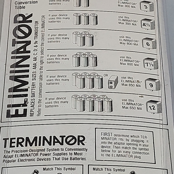 The Eliminator!  --  AC adapter to replace AAA, AA, C, or D, NEW - Picture 5 of 6
